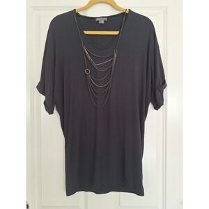 Vince‎ Top Women's M Chain Details Scoop Neck Black